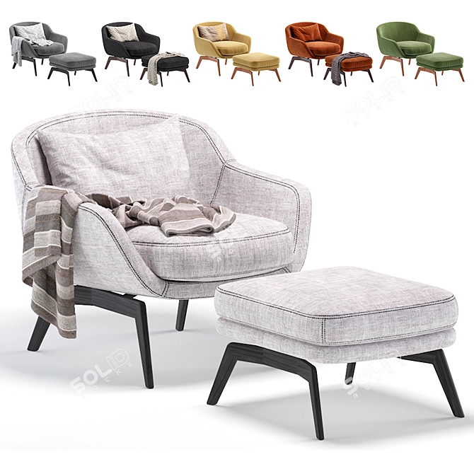 Elegant Minotti BELT Armchair (6 Colors) 3D model image 1