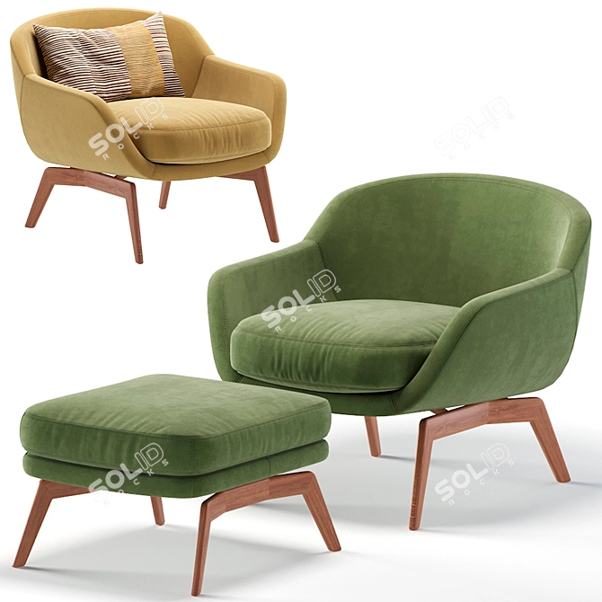 Elegant Minotti BELT Armchair (6 Colors) 3D model image 2