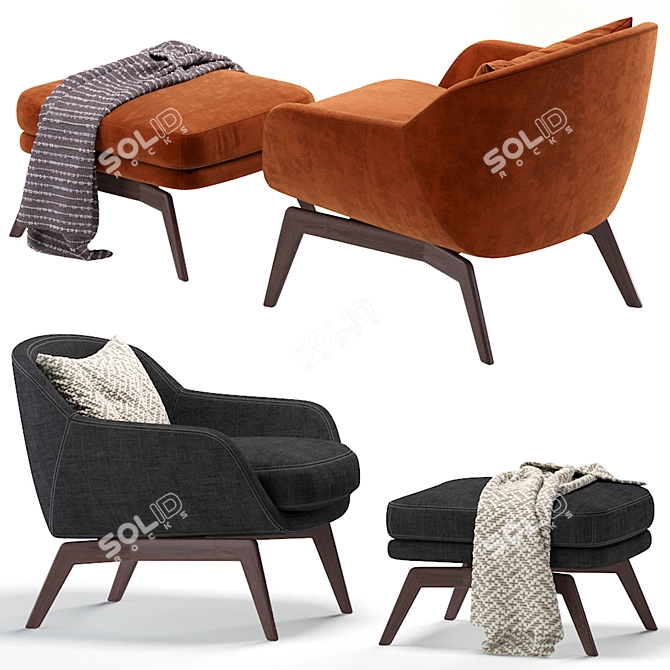 Elegant Minotti BELT Armchair (6 Colors) 3D model image 3