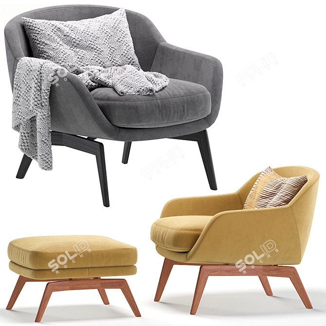 Elegant Minotti BELT Armchair (6 Colors) 3D model image 4