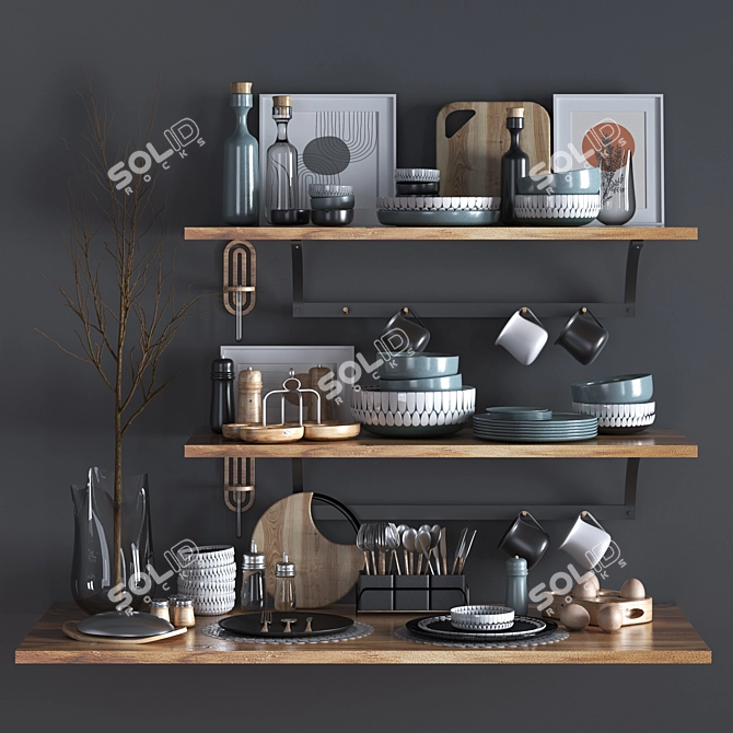 Modern Kitchen Accessories Bundle 3D model image 1