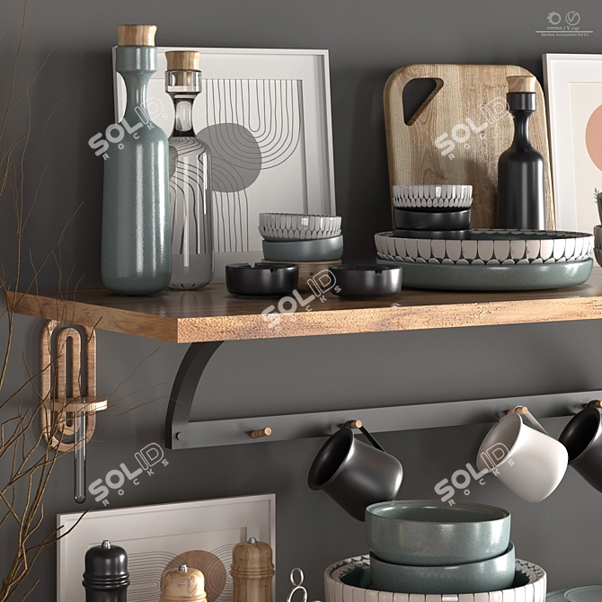 Modern Kitchen Accessories Bundle 3D model image 2