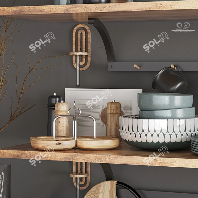 Modern Kitchen Accessories Bundle 3D model image 4