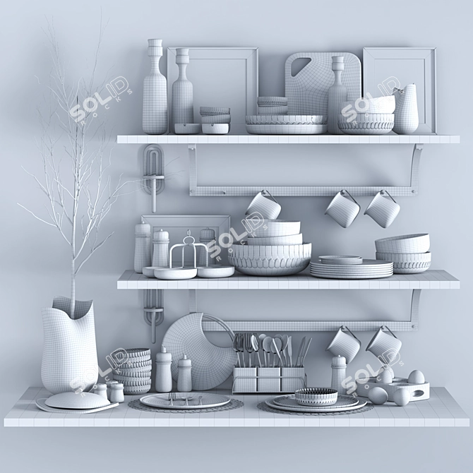 Modern Kitchen Accessories Bundle 3D model image 6