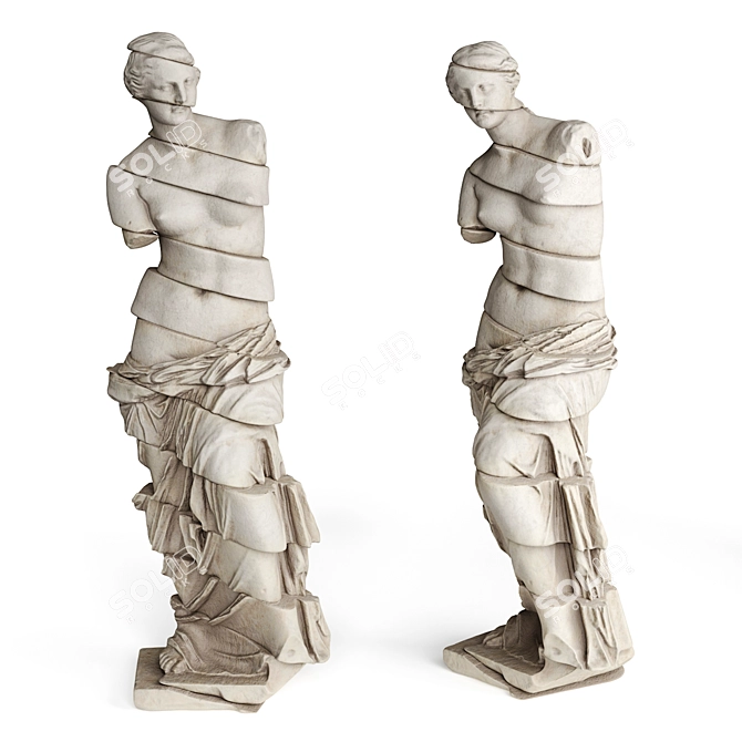 Striped Marble Venus de Milo- 49x56x160cm 3D model image 1