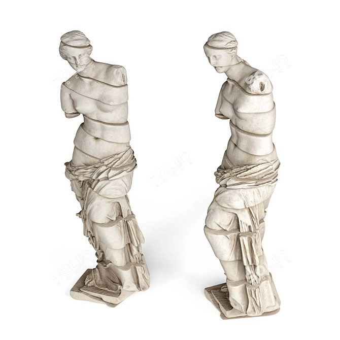 Striped Marble Venus de Milo- 49x56x160cm 3D model image 4