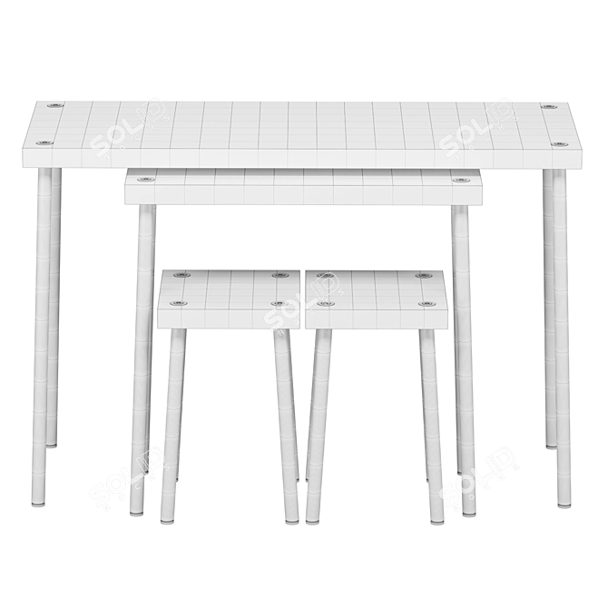 Modular table with chairs 3D model image 2