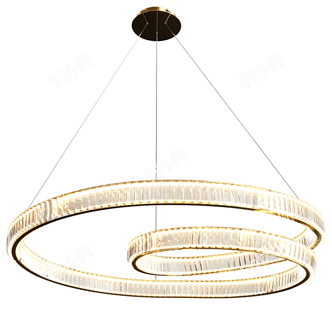 Elegant Crystal Chandelier: Transform Your Living Room 3D model image 3