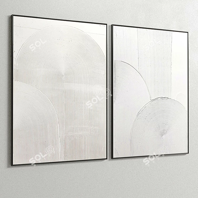 Elegant Dual Photo Frame: Plaster and Wood Blend 3D model image 5