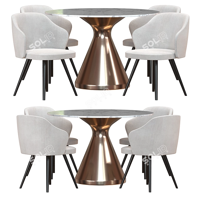 Elegant Pedestal Dining Set 3D model image 1