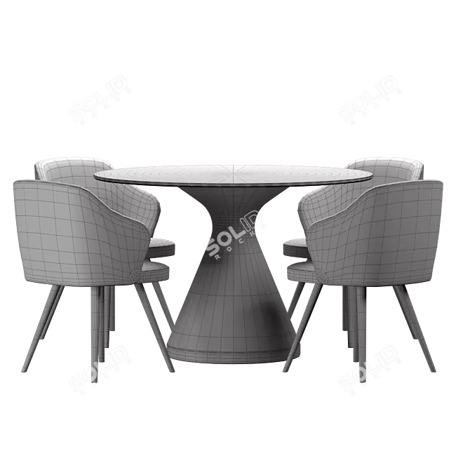 Elegant Pedestal Dining Set 3D model image 2