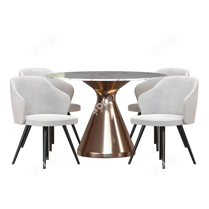 Elegant Pedestal Dining Set 3D model image 3