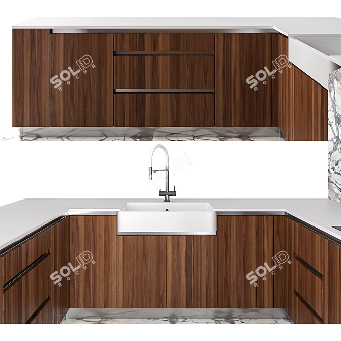 Capsule Kitchen Set with Fulgor Milano, Smeg & Elica: Modern & Functional 3D model image 3