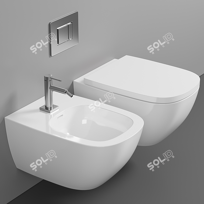 Elegant Wall Hung Toilet - Laufen Palomba 3D model image 1