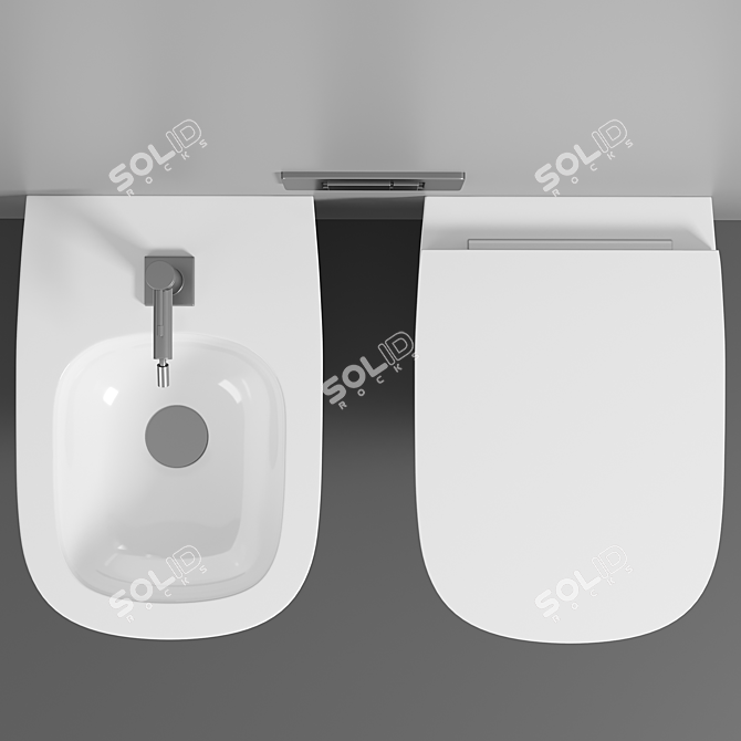 Elegant Wall Hung Toilet - Laufen Palomba 3D model image 2