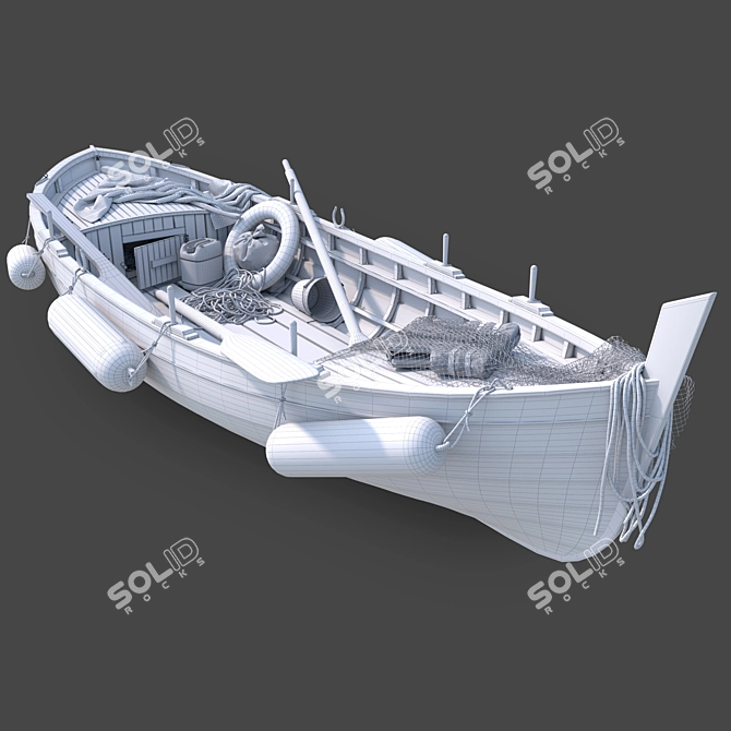Vintage Wooden Boat: Exquisite Craftsmanship 3D model image 4