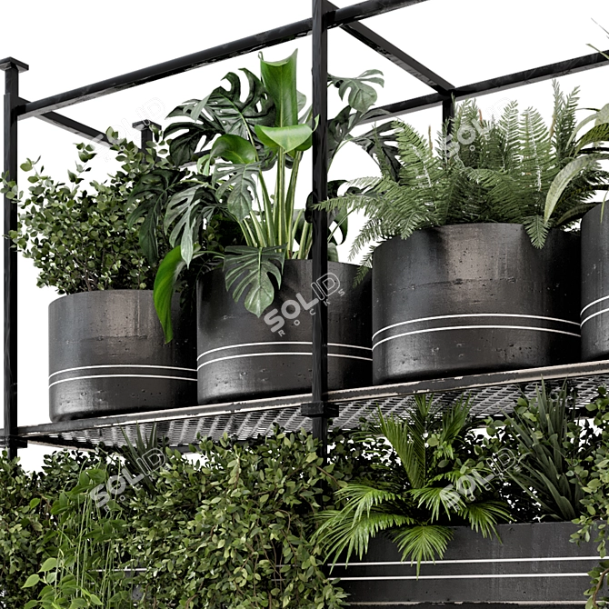 Metal Box Hanging Plants: Set 449 3D model image 3