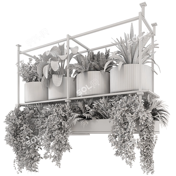 Metal Box Hanging Plants: Set 449 3D model image 7