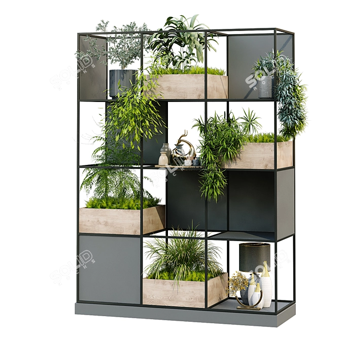 Vertical Green Partition Set: Stylish Interior Solution 3D model image 2