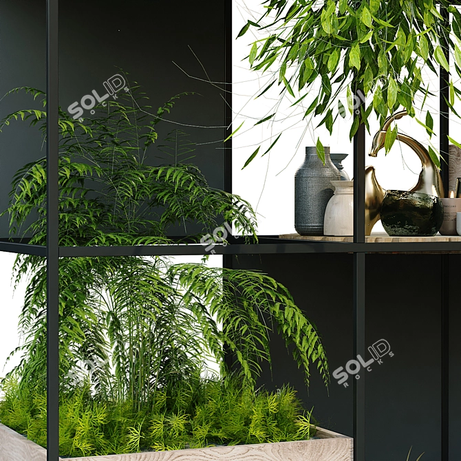 Vertical Green Partition Set: Stylish Interior Solution 3D model image 3
