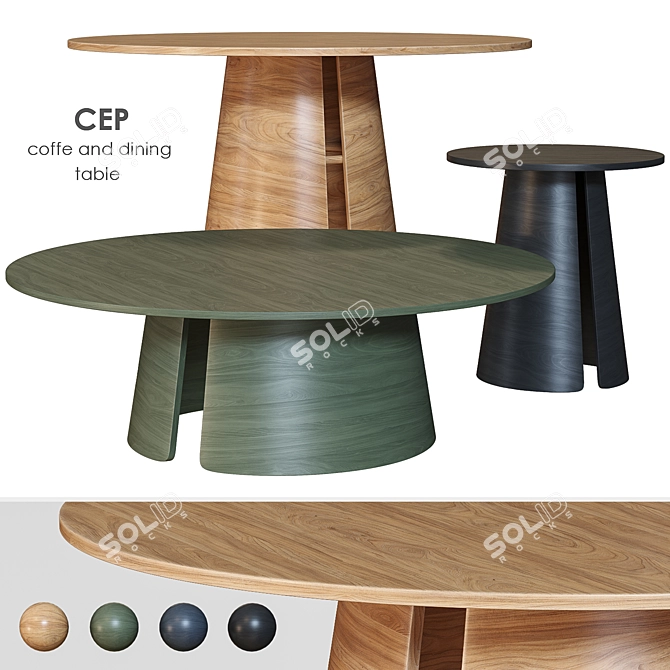 Cep TEULAT Modern Dining and Coffee Table Set 3D model image 1