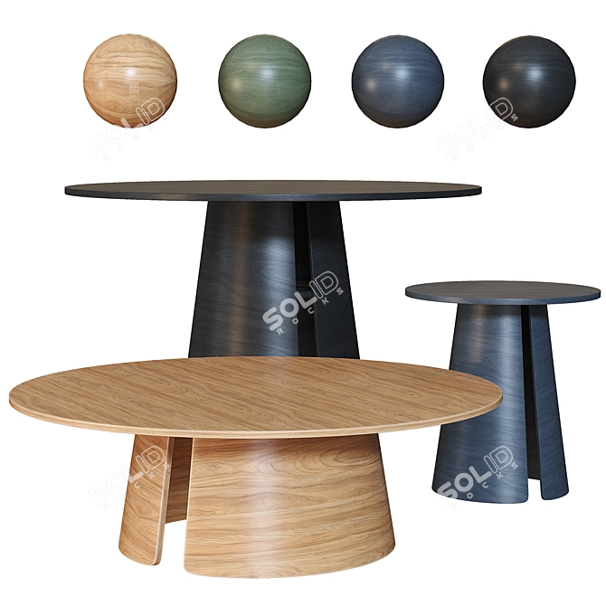 Cep TEULAT Modern Dining and Coffee Table Set 3D model image 2