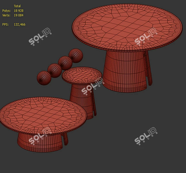 Cep TEULAT Modern Dining and Coffee Table Set 3D model image 5