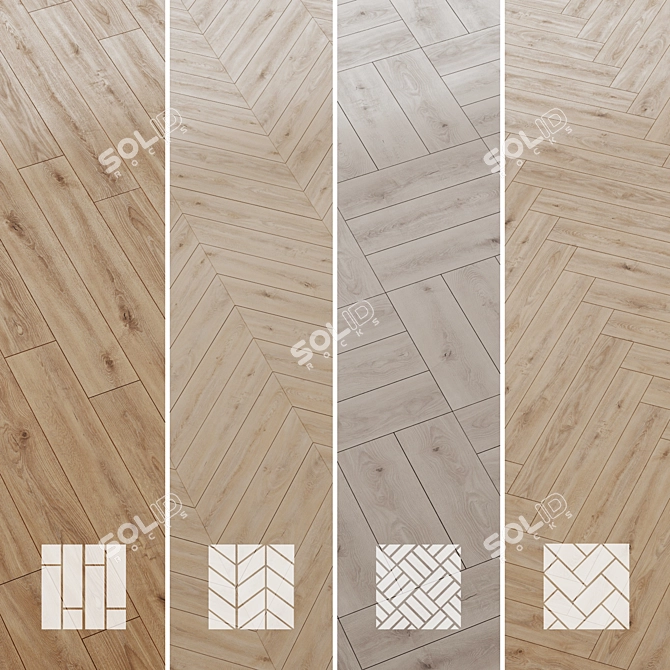 Cashmere Oak Wood Flooring Set 3D model image 1