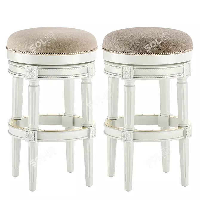 Erin Cream Swivel Barstool - Stylish and Versatile Seating 3D model image 2