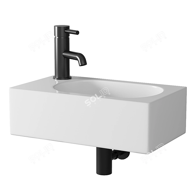 Elegant Wall Hung Cloakroom Basin 3D model image 1