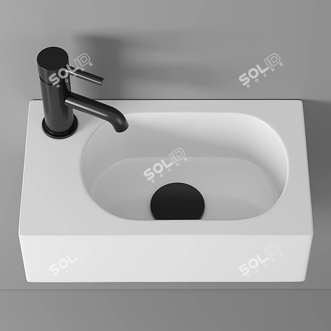 Elegant Wall Hung Cloakroom Basin 3D model image 2