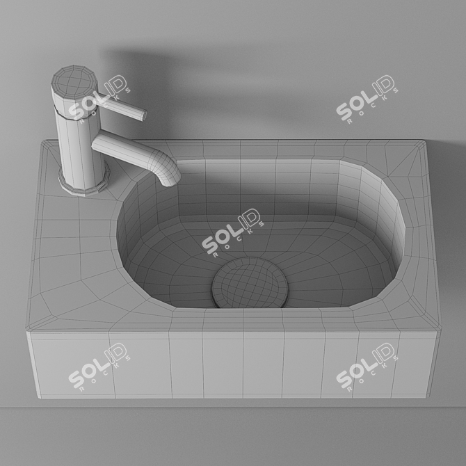 Elegant Wall Hung Cloakroom Basin 3D model image 3