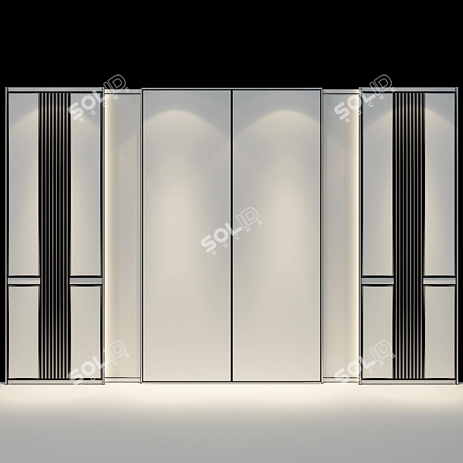 Golden Wood Wall Panels 3D model image 2