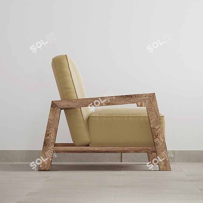 Yellow Leather Accent Chair 3D model image 2