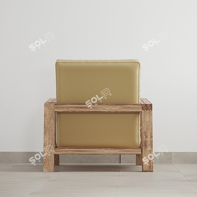 Yellow Leather Accent Chair 3D model image 3