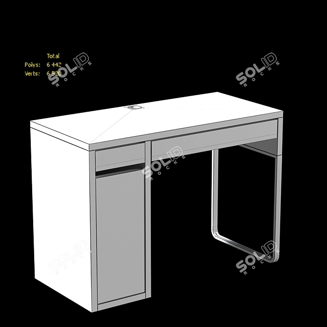 Modern White Writing Desk: MICKE 3D model image 2