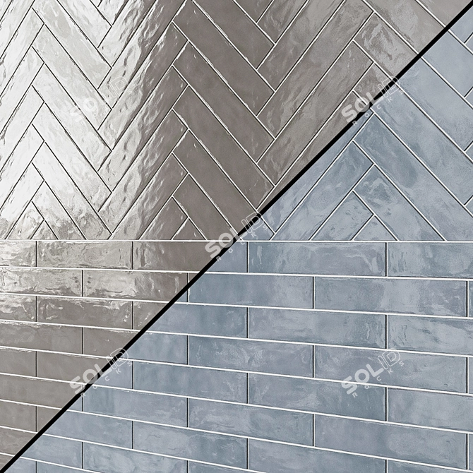 Chroma Ceramic Tile: 2"x10" Geometric Design 3D model image 2