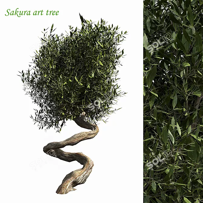 Sakura Tree Sculpture: Stunning Art Piece 3D model image 1