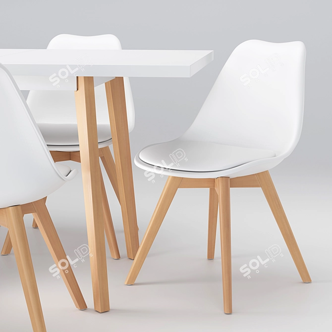 Pamela Extendable Table & Ulric Chair Set 3D model image 2