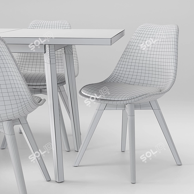 Pamela Extendable Table & Ulric Chair Set 3D model image 3