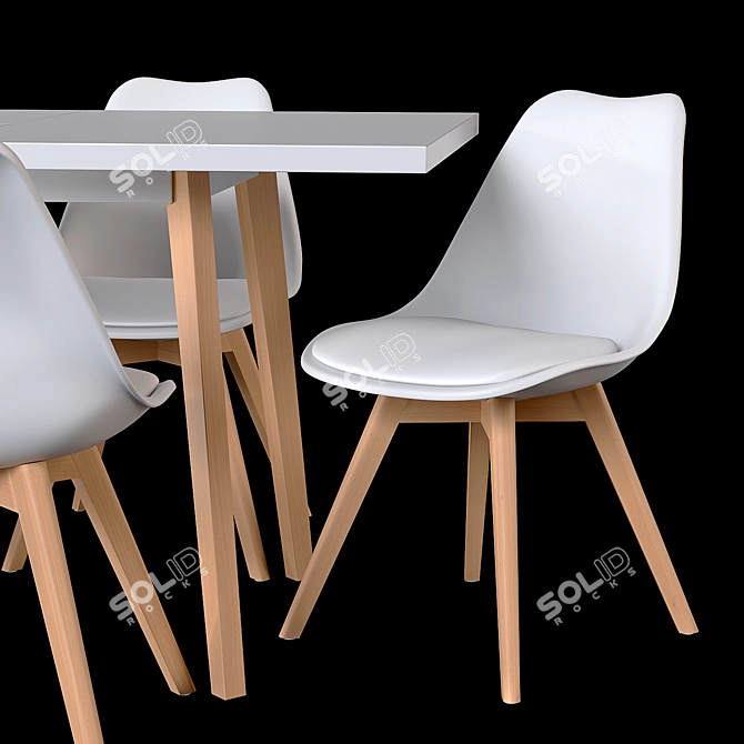 Pamela Extendable Table & Ulric Chair Set 3D model image 5