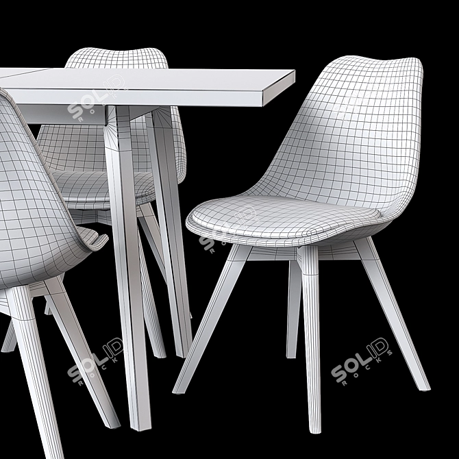 Pamela Extendable Table & Ulric Chair Set 3D model image 6