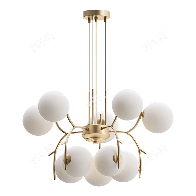 Modern Brass Pendant Chandelier 3D model image 1