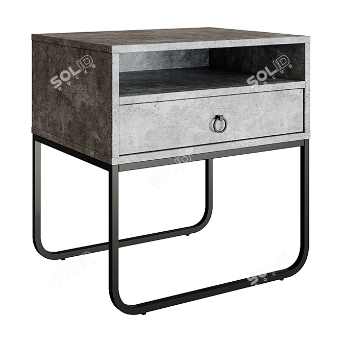 Industrial Style Raylene Bedside Table 3D model image 4