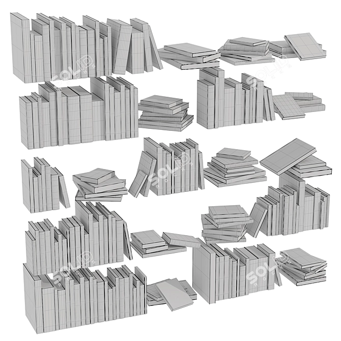 5 Book Collection Set with Separate Objects 3D model image 6