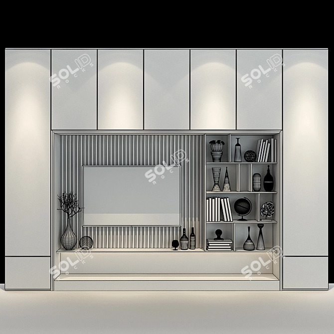 Modern TV Wall | Stylish Set 192 3D model image 2