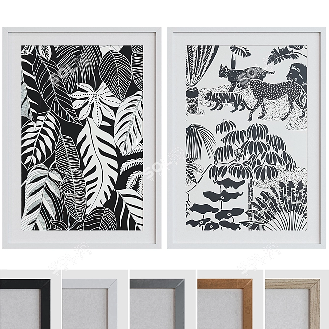 Modern Animal and Plant Picture Frame Set 3D model image 1