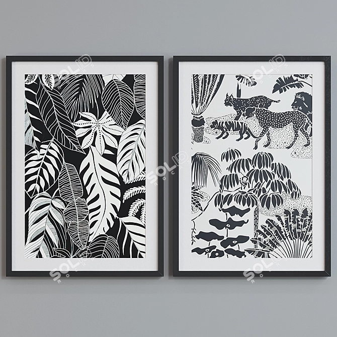 Modern Animal and Plant Picture Frame Set 3D model image 2