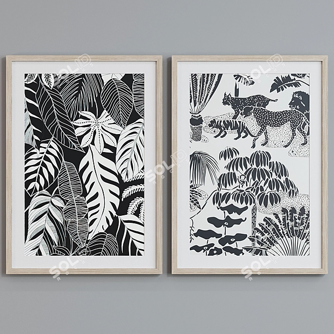 Modern Animal and Plant Picture Frame Set 3D model image 3