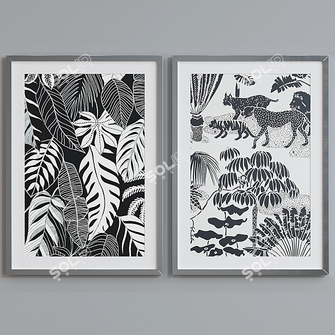 Modern Animal and Plant Picture Frame Set 3D model image 4